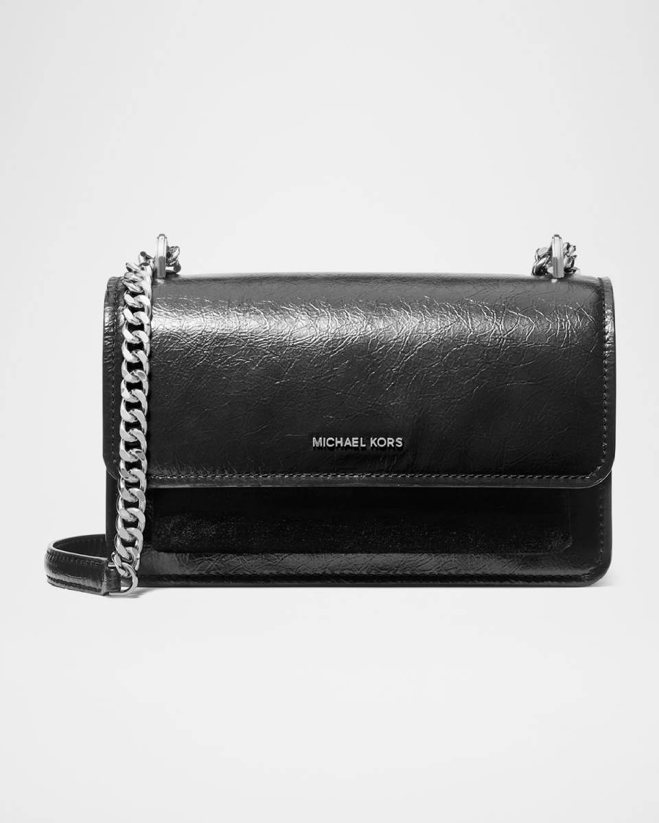 Claire Large Crinkled Leather Shoulder Bag